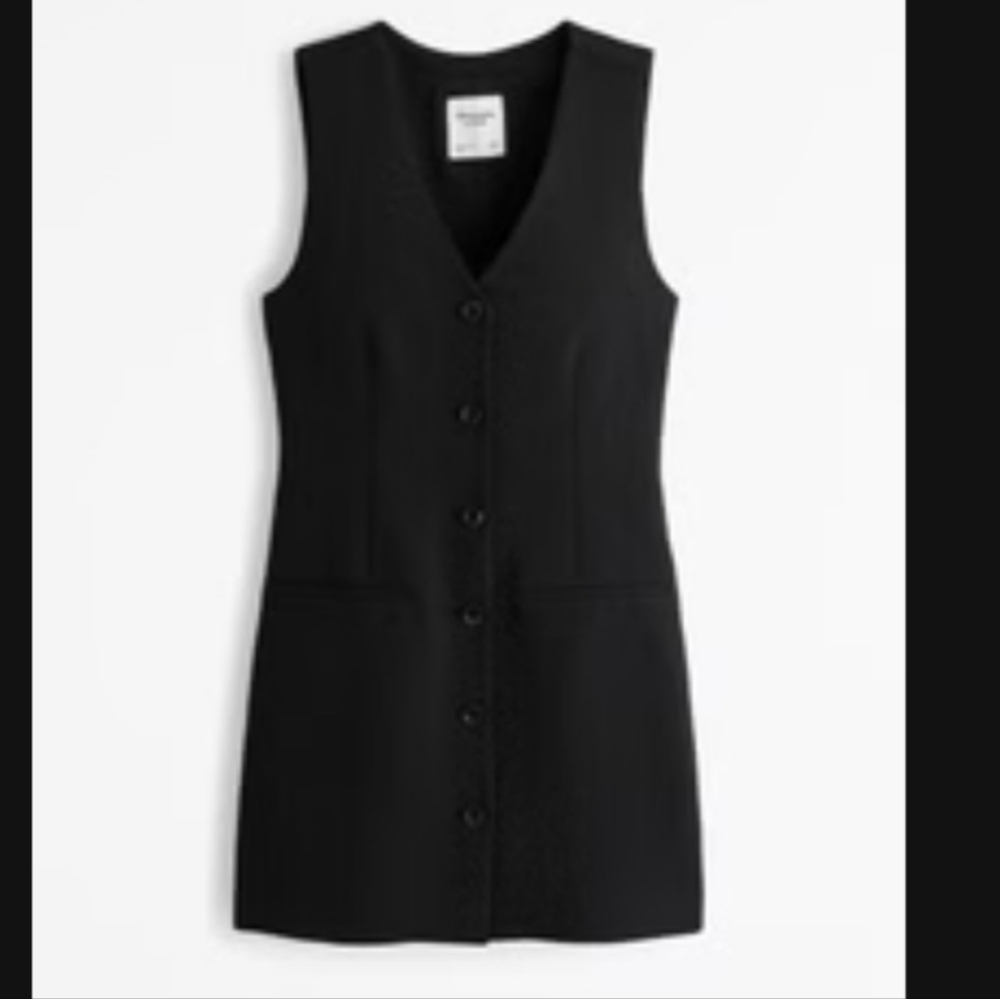 Abercrombie & Fitch Black Button-Down Mini Dress Large TALL
